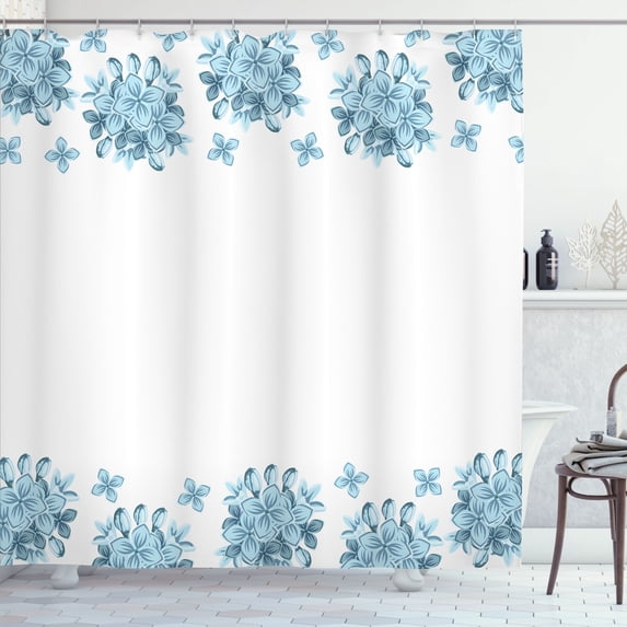 Ambesonne Floral Shower Curtain, Lilac Flower Spring Print, 69"Wx70"L, Pale Blue