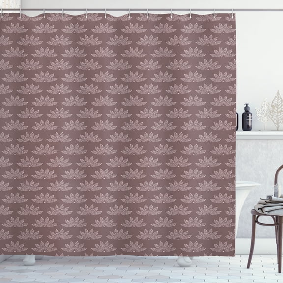 Ambesonne Floral Shower Curtain, Lotus Flower Inspired Motif, 69"Wx70"L, Pale Mauve Taupe Rose