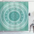 thumbnail image 1 of Ambesonne Floral Shower Curtain, Mandala Boho Stripes, 69"Wx84"L, Teal and White, 1 of 3