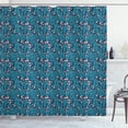 thumbnail image 1 of Ambesonne Floral Shower Curtain, Minimalist Flowers Brush Dot, 69"Wx84"L, Night Blue Salmon Teal, 1 of 4