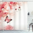 thumbnail image 1 of Ambesonne Floral Shower Curtain, Monarch Butterflies on Lily, 69"Wx70"L, Coral Ivory, 1 of 5