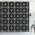 thumbnail image 1 of Ambesonne Floral Shower Curtain, Monochrome Checkered Flowers, 69"Wx70"L, White and Black, 1 of 4