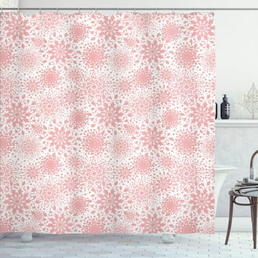 Ambesonne Floral Shower Curtain, Monochrome Simplistic Floral, 69"Wx75"L, Pale Pink and White