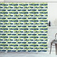 thumbnail image 1 of Ambesonne Floral Shower Curtain, Nature Bloom Silhouette, 69"Wx84"L, Apple Green Navy Blue, 1 of 3