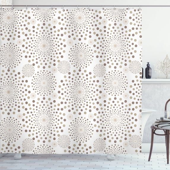 Ambesonne Floral Shower Curtain, Nostalgia Circles Dots, 69"Wx84"L, Warm Taupe Cocoa