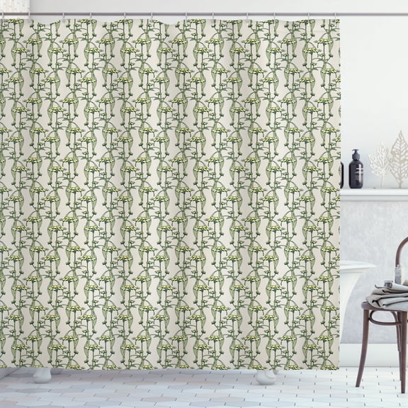 Ambesonne Floral Shower Curtain, Ornamental Botanical Theme, 69"Wx84"L, Pale Green Yellow