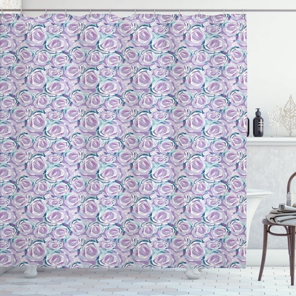 Ambesonne Floral Shower Curtain, Overview of Roses Scenery, 69"Wx70"L, Mauve Seafoam