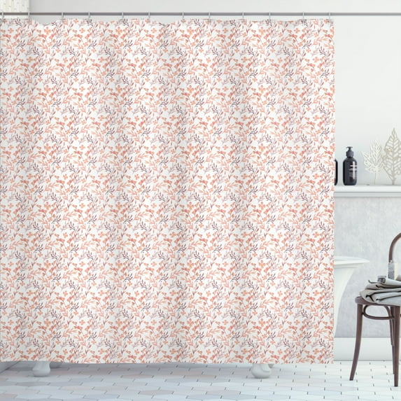 Ambesonne Floral Shower Curtain, Peachy Feminine Theme Flower, 69"Wx75"L, Peach Pale Mauve Salmon