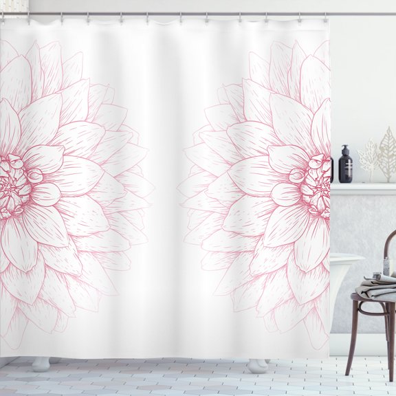 Ambesonne Floral Shower Curtain, Pink Blossom Flower, 69"Wx70"L, White and Pink