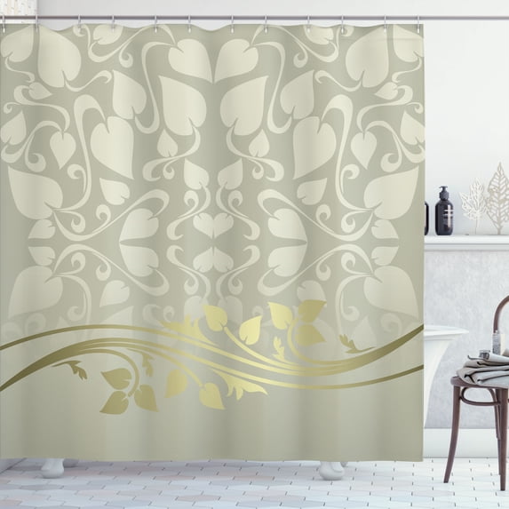Ambesonne Floral Shower Curtain, Romantic Leafy Pattern Bloom, 69"Wx70"L, Pale Sage