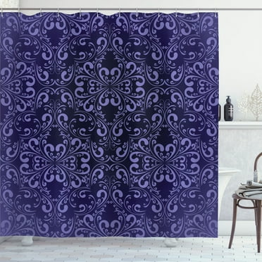 Ambesonne Floral Shower Curtain, Royal Victorian Pattern, 69"Wx70"L, Dark Purple Lavender