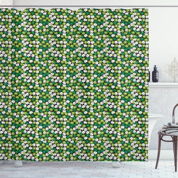 Ambesonne Floral Shower Curtain, Simplistic Daisy Flowers Art, 69"Wx70"L, Lime Green and Charcoal Grey