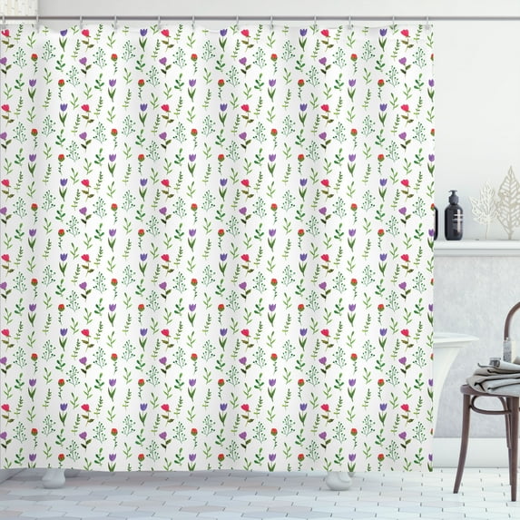 Ambesonne Floral Shower Curtain, Spring Awakening Tulips Buds, 69"Wx75"L, Multicolor