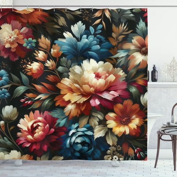 Ambesonne Floral Shower Curtain, Springtime Flowery Garden, 69"Wx70"L, Marigold Reseda Green