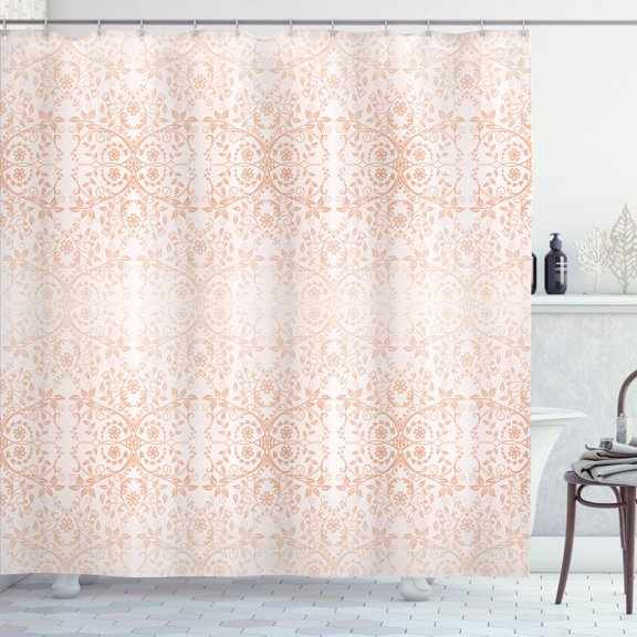 Ambesonne Floral Shower Curtain, Victorian Lace Flowers Print, 69"Wx70"L, White Campagne