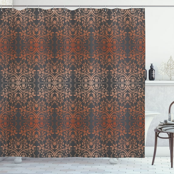 Ambesonne Floral Shower Curtain, Victorian Lace Flowers Print, 69"Wx84"L, Purpleblue Paprika