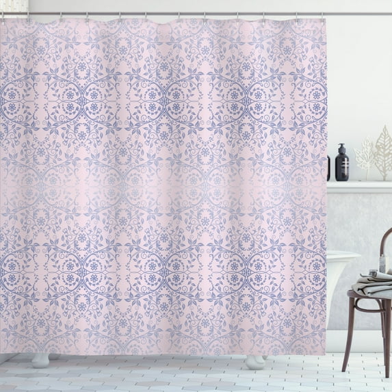 Ambesonne Floral Shower Curtain, Victorian Print Lace Flowers, 69"Wx84"L, Rose Quartz