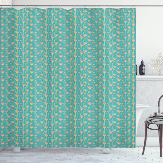 Ambesonne Floral Shower Curtain, Watercolor Surrealistic Art, 69"Wx75"L, Dark Seafoam Mustard