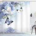 thumbnail image 1 of Ambesonne Floral Shower Curtain, Wild Flowers and Butterflies, 69"Wx84"L, Blue Grey, 1 of 3