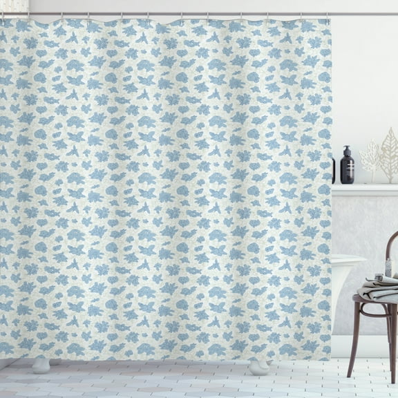 Ambesonne Floral Shower Curtain, Willow Flowers Pattern, 69"Wx75"L, Pale Blue Slate Blue