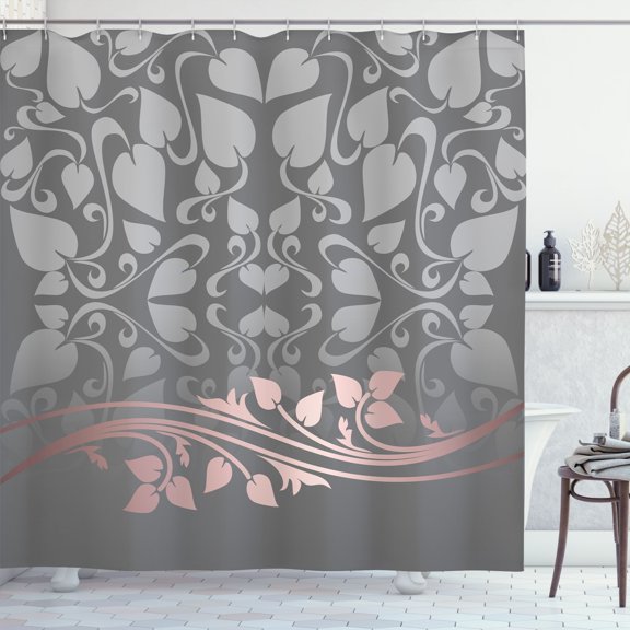 Ambesonne Floral Shower Curtain, Yellow Tones Blossoming Art, 69"Wx70"L, Grey Blush