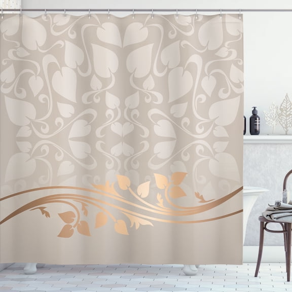 Ambesonne Floral Shower Curtain, Yellow Tones Blossoming Art, 69"Wx75"L, Pale Eggshell