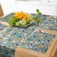 thumbnail image 1 of Ambesonne Floral Table Runner & Placemats, 2 Colored Flower Drawing, Placemat 4 pcs + Runner 16"x72", Pale Teal Pale Brown, 1 of 2