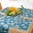 thumbnail image 1 of Ambesonne Floral Table Runner & Placemats, Blooming Lily Flowers Art, Placemat 4 pcs + Runner 14"x90", Sea Blue Eggshell, 1 of 2