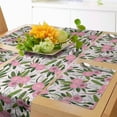 thumbnail image 1 of Ambesonne Floral Table Runner & Placemats, Camellia Flowers and Leaves, Placemat 4 pcs + Runner 14"x90", Lilac Olive Green and Pink, 1 of 2