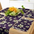 thumbnail image 1 of Ambesonne Floral Table Runner & Placemats, Cartoonish Design Daffodils, Placemat 4 pcs + Runner 14"x90", Dark Purple Cream, 1 of 2