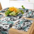 thumbnail image 1 of Ambesonne Floral Table Runner & Placemats, Exotic Hibiscus on Stripes, Placemat 4 pcs + Runner 14"x72", Grey White Teal, 1 of 2