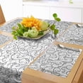 thumbnail image 1 of Ambesonne Floral Table Runner & Placemats, Grey Swirling Leaf Pattern, Placemat 4 pcs + Runner 16"x72", Grey and White, 1 of 2