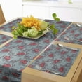 thumbnail image 1 of Ambesonne Floral Table Runner & Placemats, Grunge Romantic Ornaments, Placemat 4 pcs + Runner 12"x72", Slate Blue Pink, 1 of 2