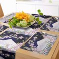 thumbnail image 1 of Ambesonne Floral Table Runner & Placemats, Japanese Blossom Mount Hill, Placemat 4 pcs + Runner 12"x90", Indigo Pale Pink, 1 of 2