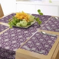 thumbnail image 1 of Ambesonne Floral Table Runner & Placemats, Lace Like Floral Elements, Placemat 4 pcs + Runner 12"x90", Plum and Ivory, 1 of 2