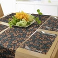 thumbnail image 1 of Ambesonne Floral Table Runner & Placemats, Swirling Branches of Flowers, Placemat 4 pcs + Runner 14"x90", Dark Night Blue and Orange, 1 of 2