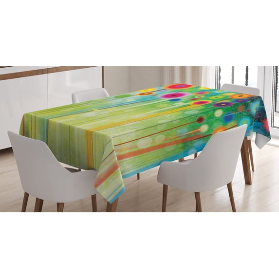 Ambesonne Floral Tablecloth Rectangular Table Cover, Abstract Art Dandelion, 60"x84", Multicolor