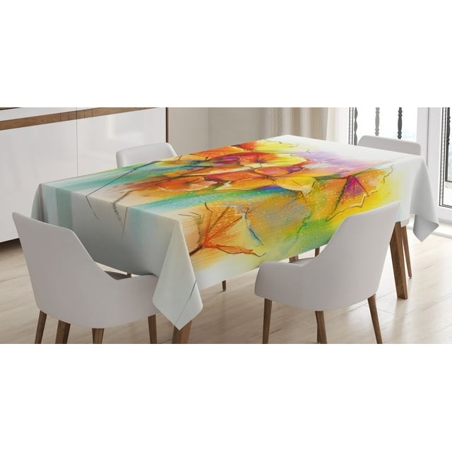 Ambesonne Floral Tablecloth Rectangular Table Cover, Autumn Flower Bouquet, 52"x70", Multicolor