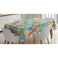 thumbnail image 1 of Ambesonne Floral Tablecloth Rectangular Table Cover, Clover Vivid Design, 60"x90", Red Turquoise Yellow, 1 of 3