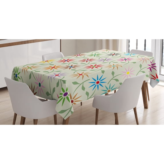 Ambesonne Floral Tablecloth Rectangular Table Cover, Colorful Graphic Garden, 52"x70", Multicolor