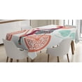 thumbnail image 1 of Ambesonne Floral Tablecloth Rectangular Table Cover, Coral Flowers Bikes Girl, 60"x84", Coral and Seafoam, 1 of 4