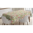 thumbnail image 1 of Ambesonne Floral Tablecloth Rectangular Table Cover, Curving Flower Pattern Art, 60"x84", Pale Green and Pink, 1 of 4