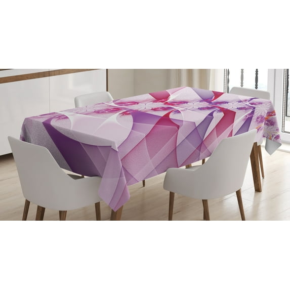 Ambesonne Floral Tablecloth Rectangular Table Cover, Digital Colored Flowers, 52"x70", Violet Pink