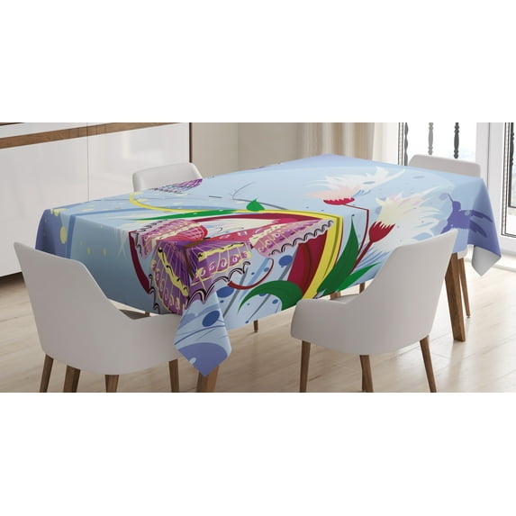 Ambesonne Floral Tablecloth Rectangular Table Cover, Fantasy Colorful, 52"x70", Multicolor