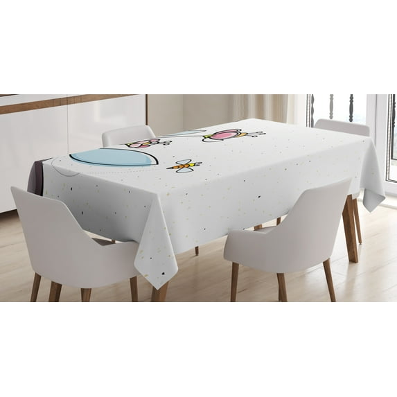 Ambesonne Floral Tablecloth Rectangular Table Cover, Flower Pot with Blossoms, 60"x90", Multicolor