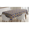 thumbnail image 1 of Ambesonne Floral Tablecloth Rectangular Table Cover, Flowers Round Spots, 52"x70", Dark Lavender Orange, 1 of 4
