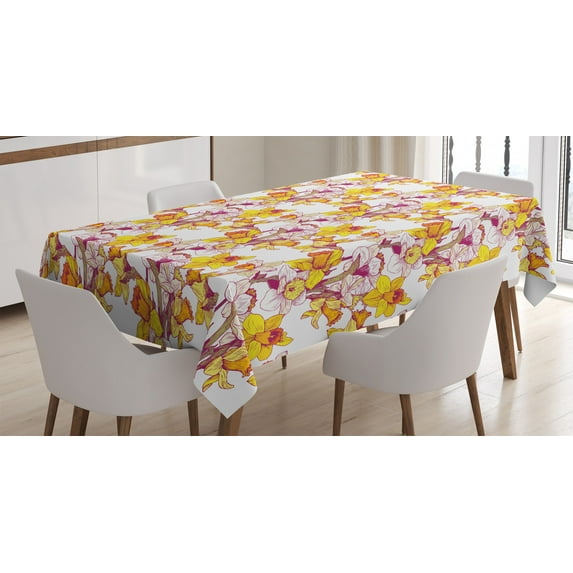 Ambesonne Floral Tablecloth Rectangular Table Cover, Flowers Spring Romance, 60"x84", Multicolor