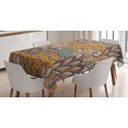 thumbnail image 1 of Ambesonne Floral Tablecloth Rectangular Table Cover, Flowers and Peacock, 52"x70", Petrol Blue Pale Coffee, 1 of 4