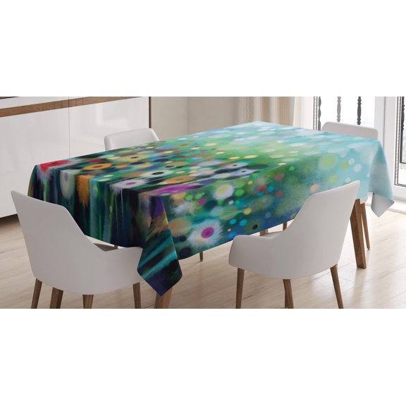 Ambesonne Floral Tablecloth Rectangular Table Cover, Flying Dandelions Art, 60"x90", Multicolor