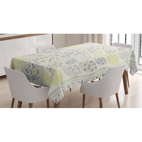 Ambesonne Floral Tablecloth Rectangular Table Cover, Leaves Branchs Vintage, 60"x90", Grey Green